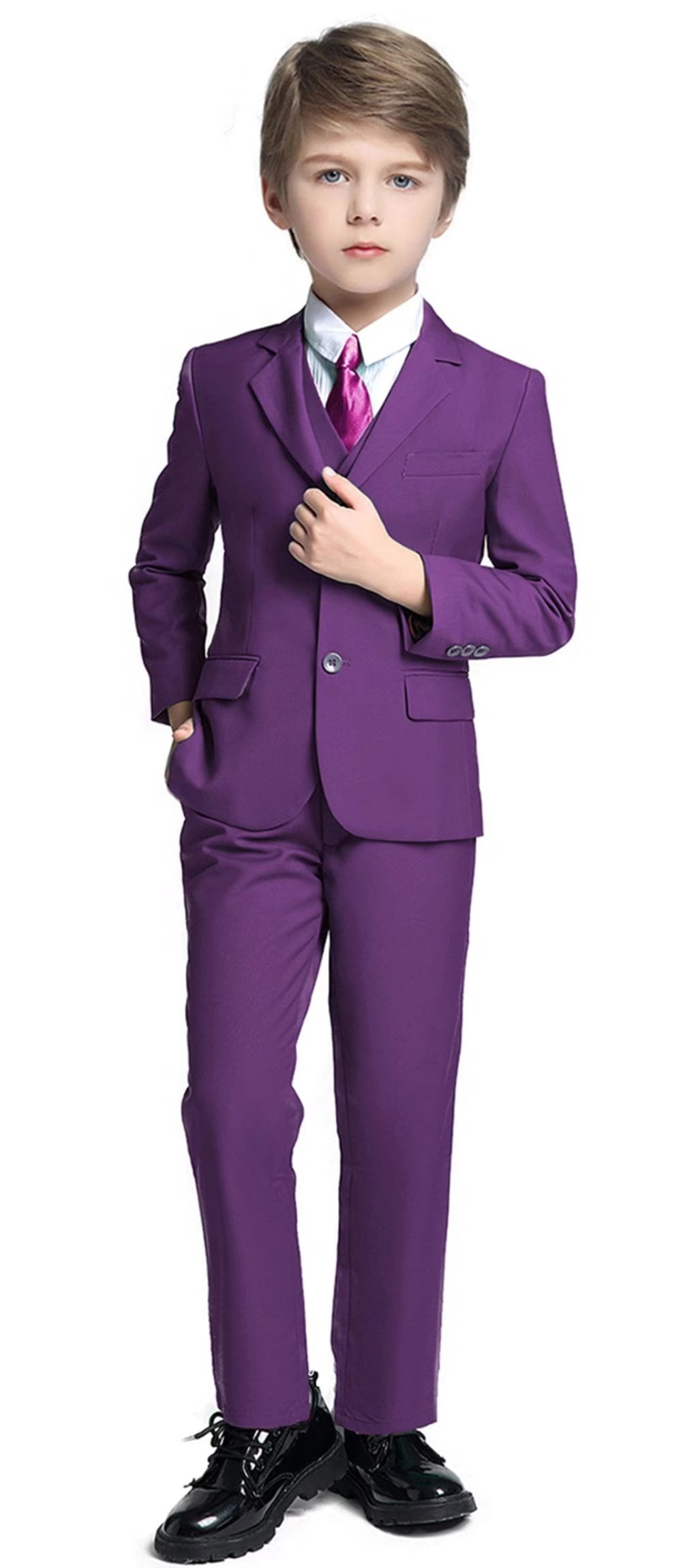 Boys Suits Boy's Slim Fit Suit Dress Clothes Easter Outfit Formal Suit Set Purple for Boys Size 12 - Walmart.com